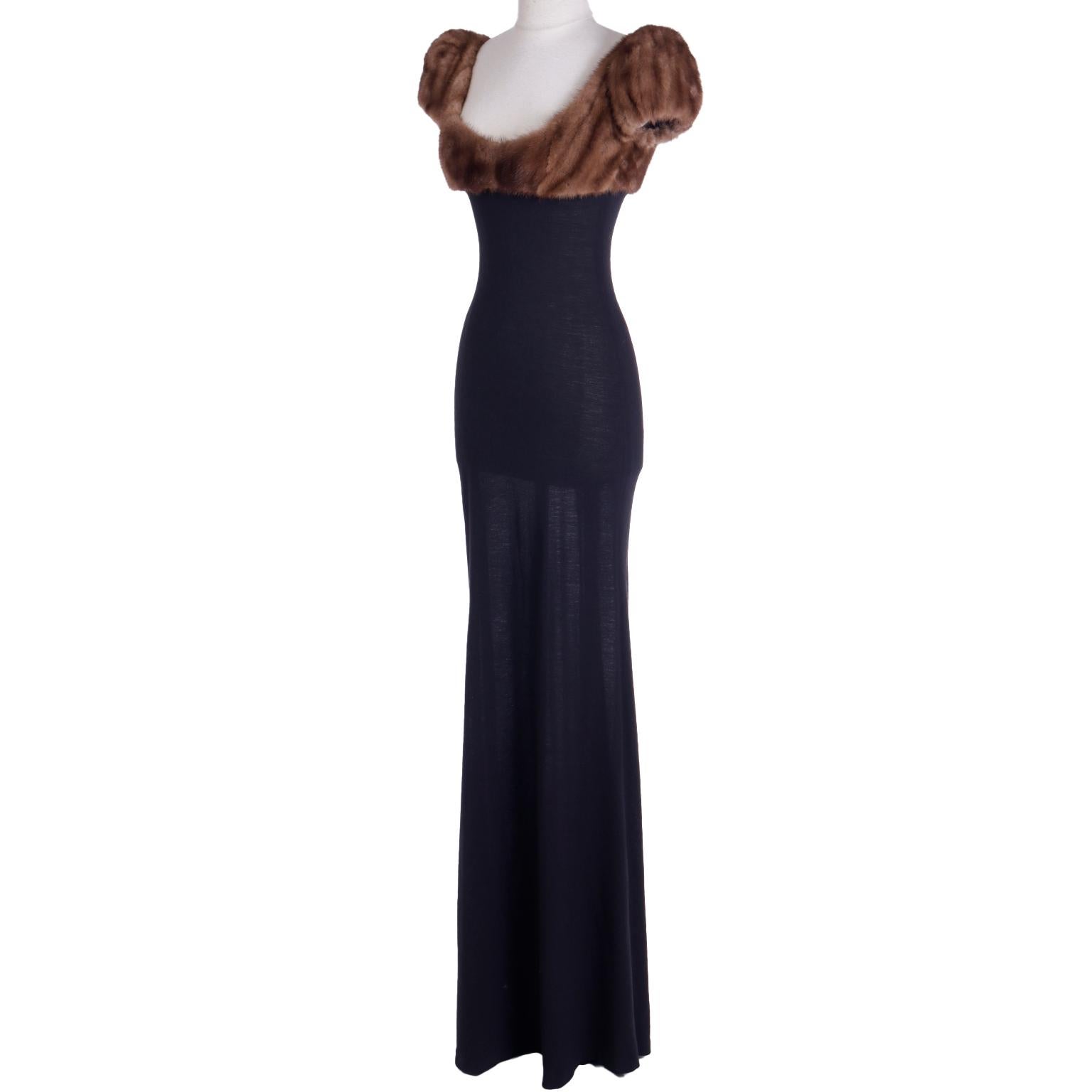 Isaac Mizrahi Vintage Tiny Label F/W 1997 Runway Evening Gown With Mink Fur Trim 2