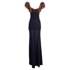 Isaac Mizrahi Vintage Tiny Label F/W 1997 Runway Evening Gown With Mink Fur Trim