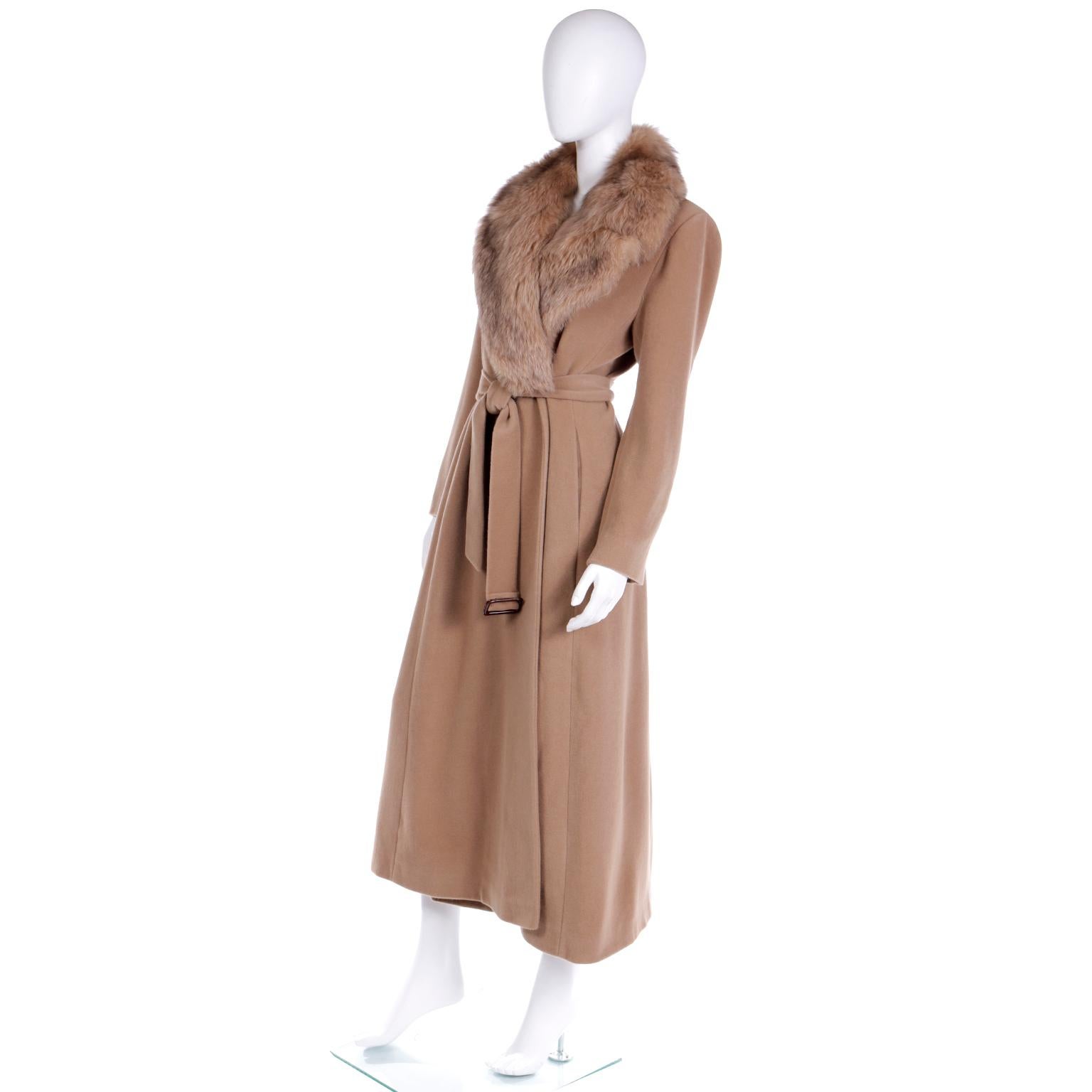 Isaac Mizrahi Vintage Wool Angora Coat With Fox Fur Collar In Good Condition In Portland, OR