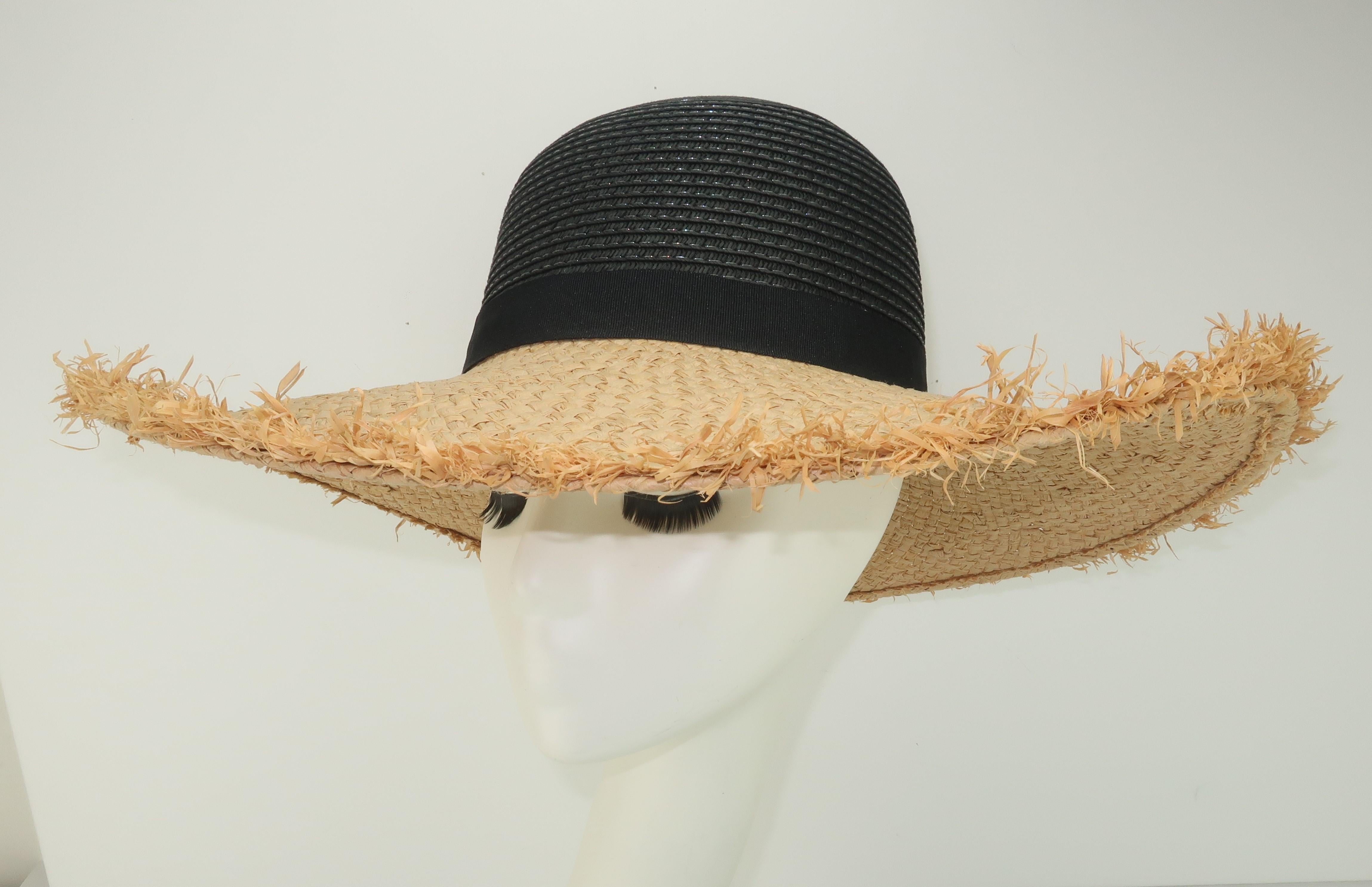 Beige Isaac Mizrahi Wide Brimmed Straw Beach Hat