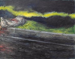 Paisaje abstracto al Impasto de Isaac Monteiro, Firmado