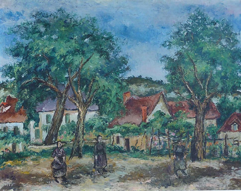 Isaac Pailes Landscape Painting – Bauern auf dem Bauernhof – Ecole de Paris