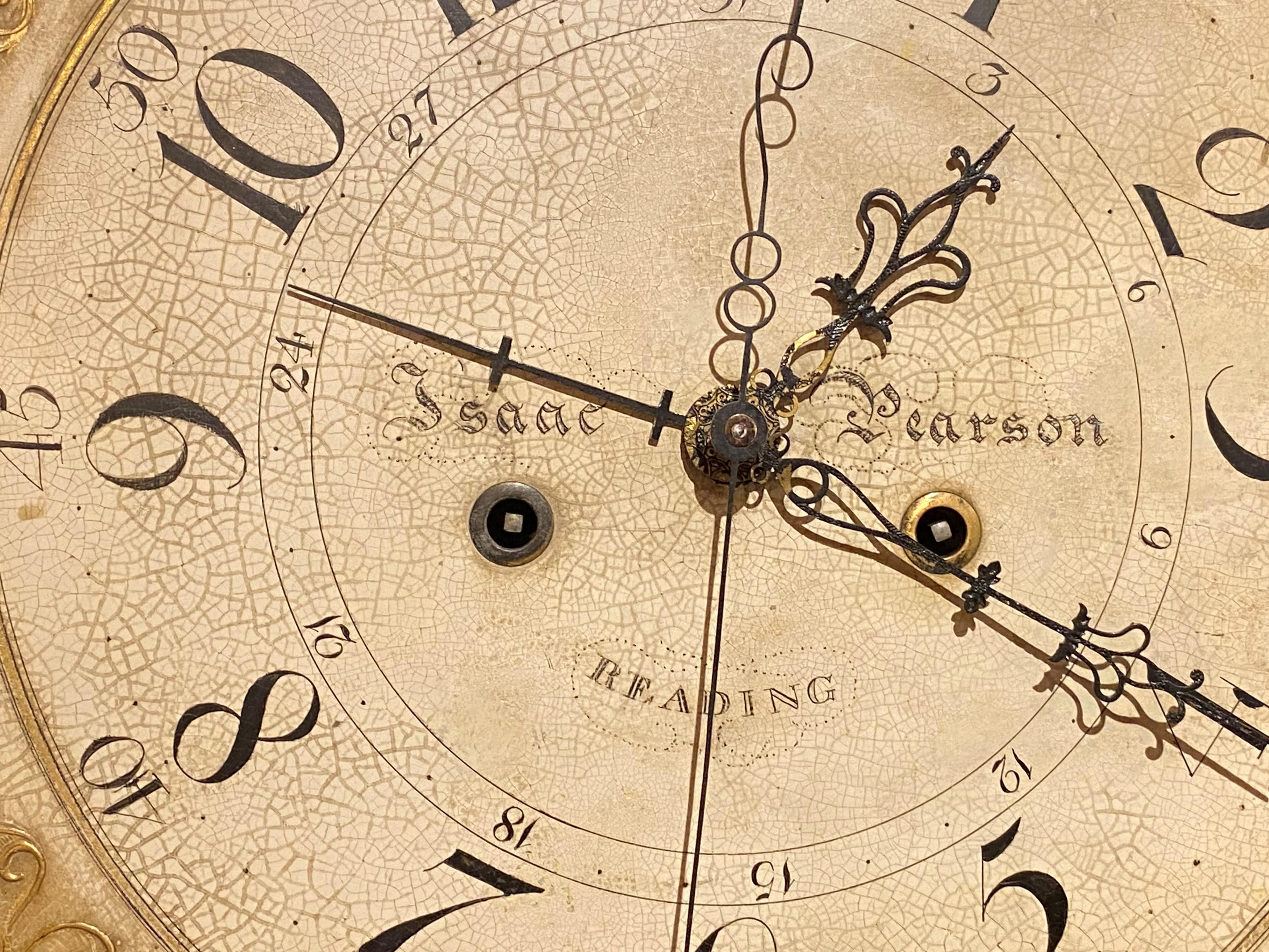 Horloge de lecture Isaac Pearson PA haute en noyer avec étui rare de Jacob Kunsman, vers 1845 en vente 2