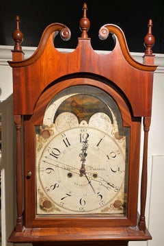 Isaac Pearson Reading PA Walnut Tall Clock with Rare Jacob Kunsman Case, C 1845