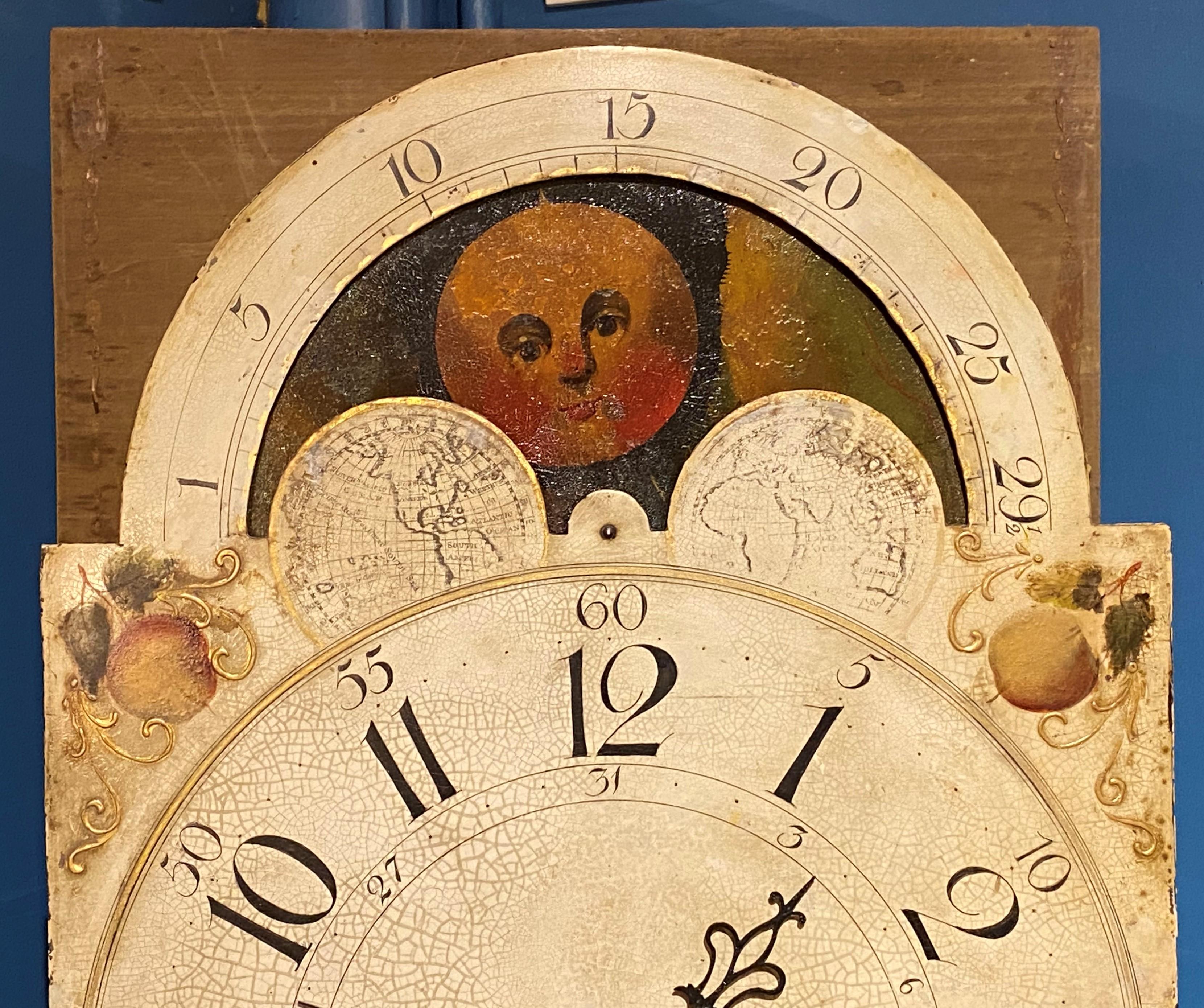 Horloge de lecture Isaac Pearson PA haute en noyer avec étui rare de Jacob Kunsman, vers 1845 en vente 1