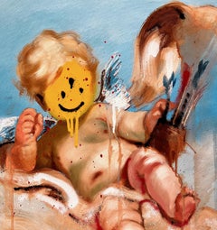 "Angel" Figurative Portrait Painting 24" x 18" inch by Isaac Pelayo