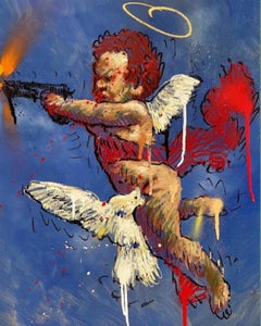 "ANTI GUN VIOLENCE" (FRAMÉ) Peinture 24" x 18" pouces par Isaac Pelayo