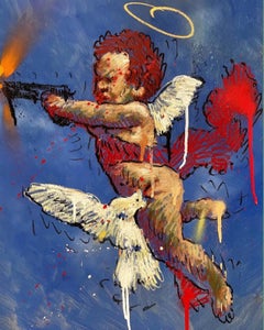 "ANTI GUN VIOLENCE" (FRAMED) Quadro 24" x 18" pollici di Isaac Pelayo