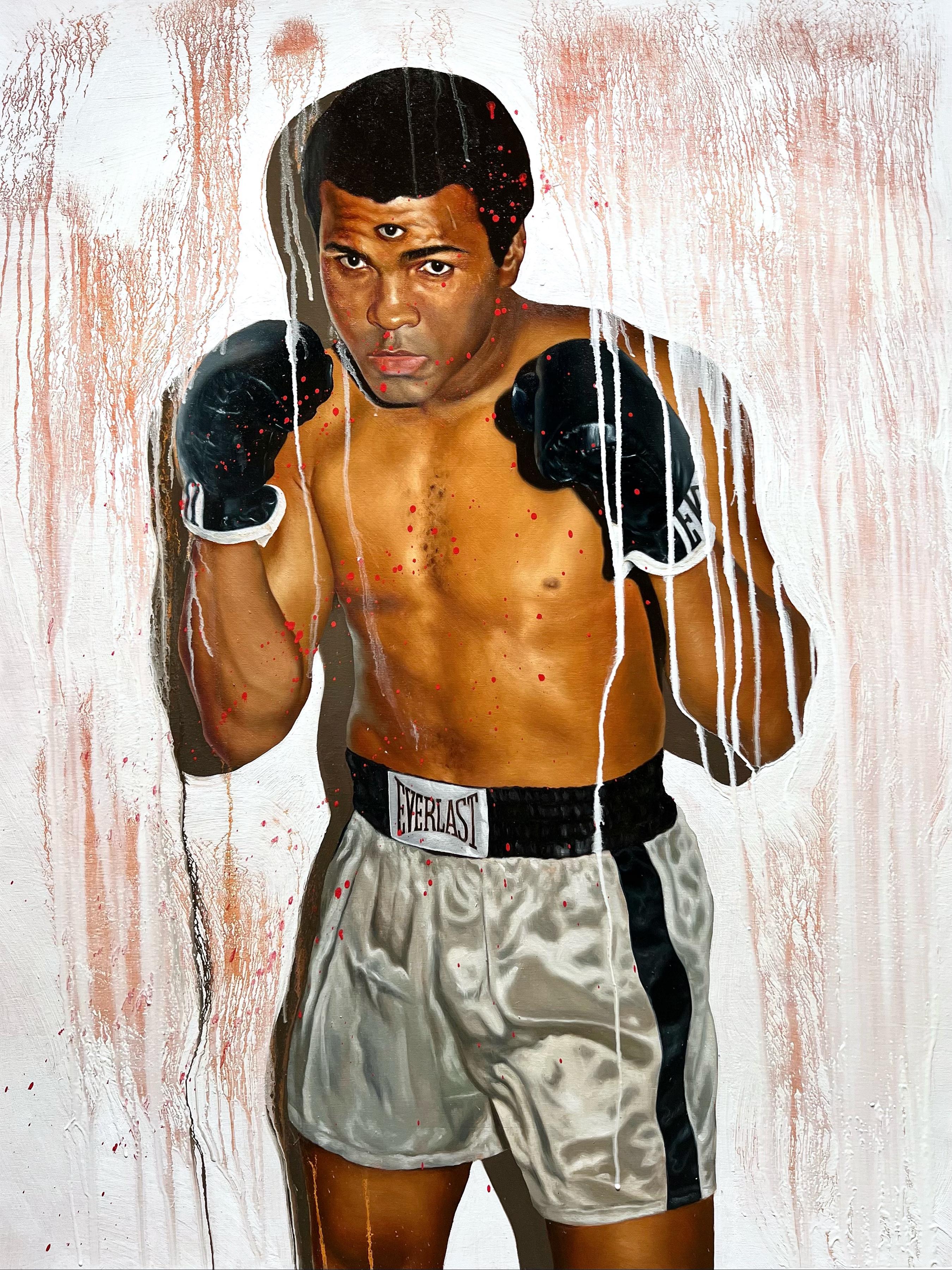 « BAD MAN WITH A PRETTY FACE », peinture de 40" x 30" pouces par Isaac Pelayo