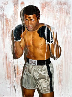 « BAD MAN WITH A PRETTY FACE », peinture de 40" x 30" pouces par Isaac Pelayo