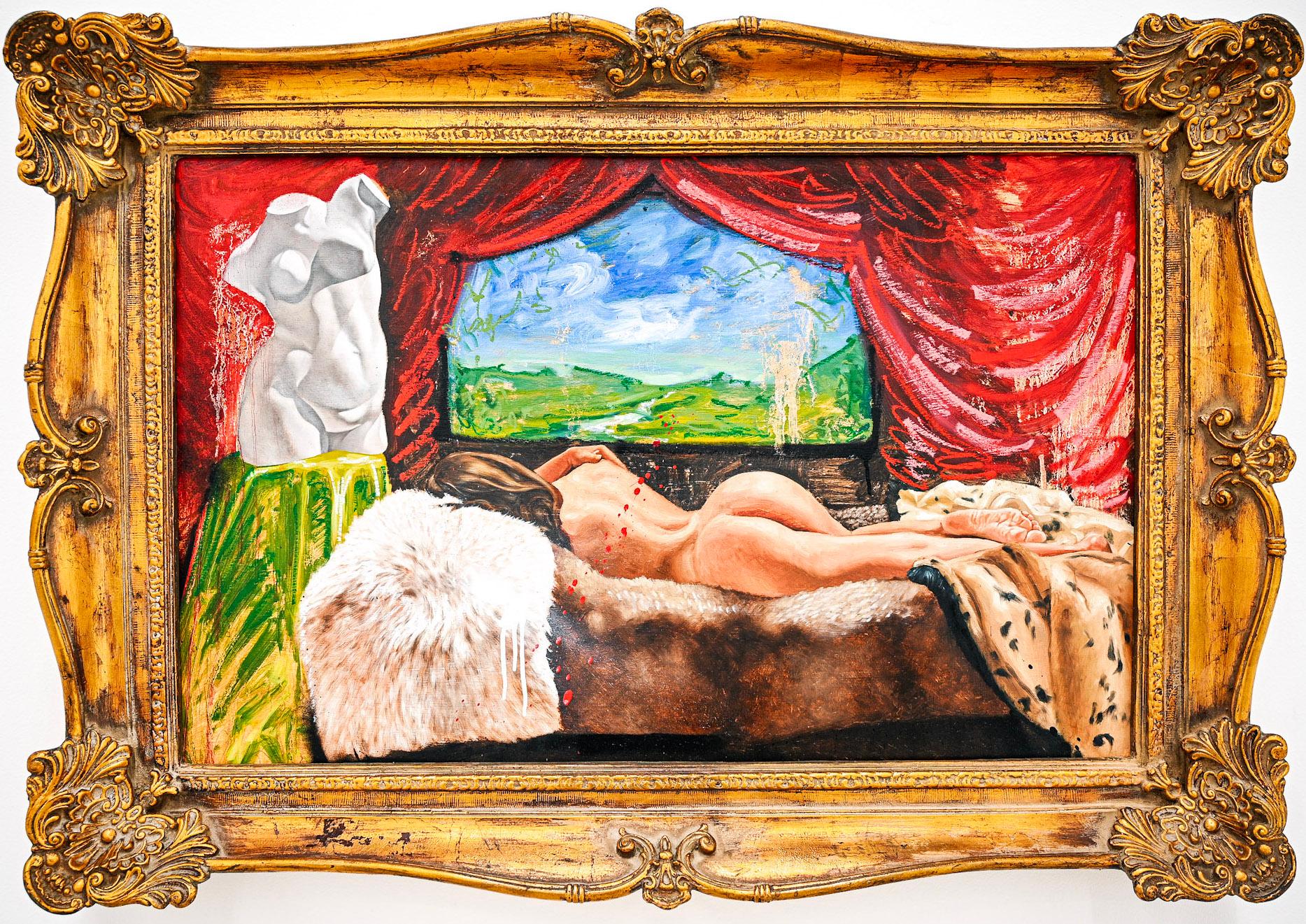 Pittura "BBL's and Imported Furs" (FRAMED) 31" x 44" inch by Isaac Pelayo
