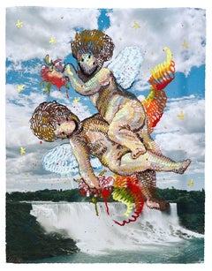 "CASCADA" Figurative Painting (FRAMED) 30" x 24" inch by Isaac Pelayo