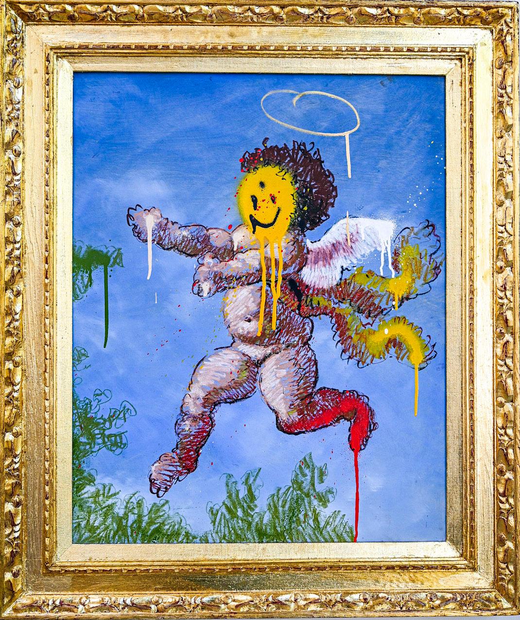 "Passeggiata dei cherubini" Pittura a olio (incorniciata) 29,5" x 23,5" pollici di Isaac Pelayo