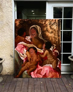 "Dear Mama, It Aint Easy...." Figurative Painting 60" x 40" in by Isaac Pelayo