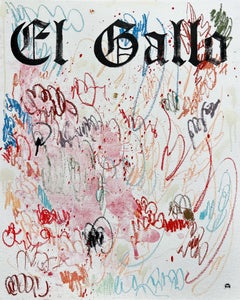 "EL GALLO" Pittura astratta da 30" x 24" pollici di Isaac Pelayo