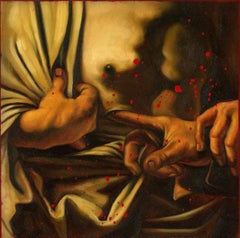 Peinture figurative "INRI" 40" x 30" inch par Isaac Pelayo