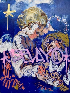 "Jimmy Whispers" Pittura astratta 24" x 18" pollici di Isaac Pelayo