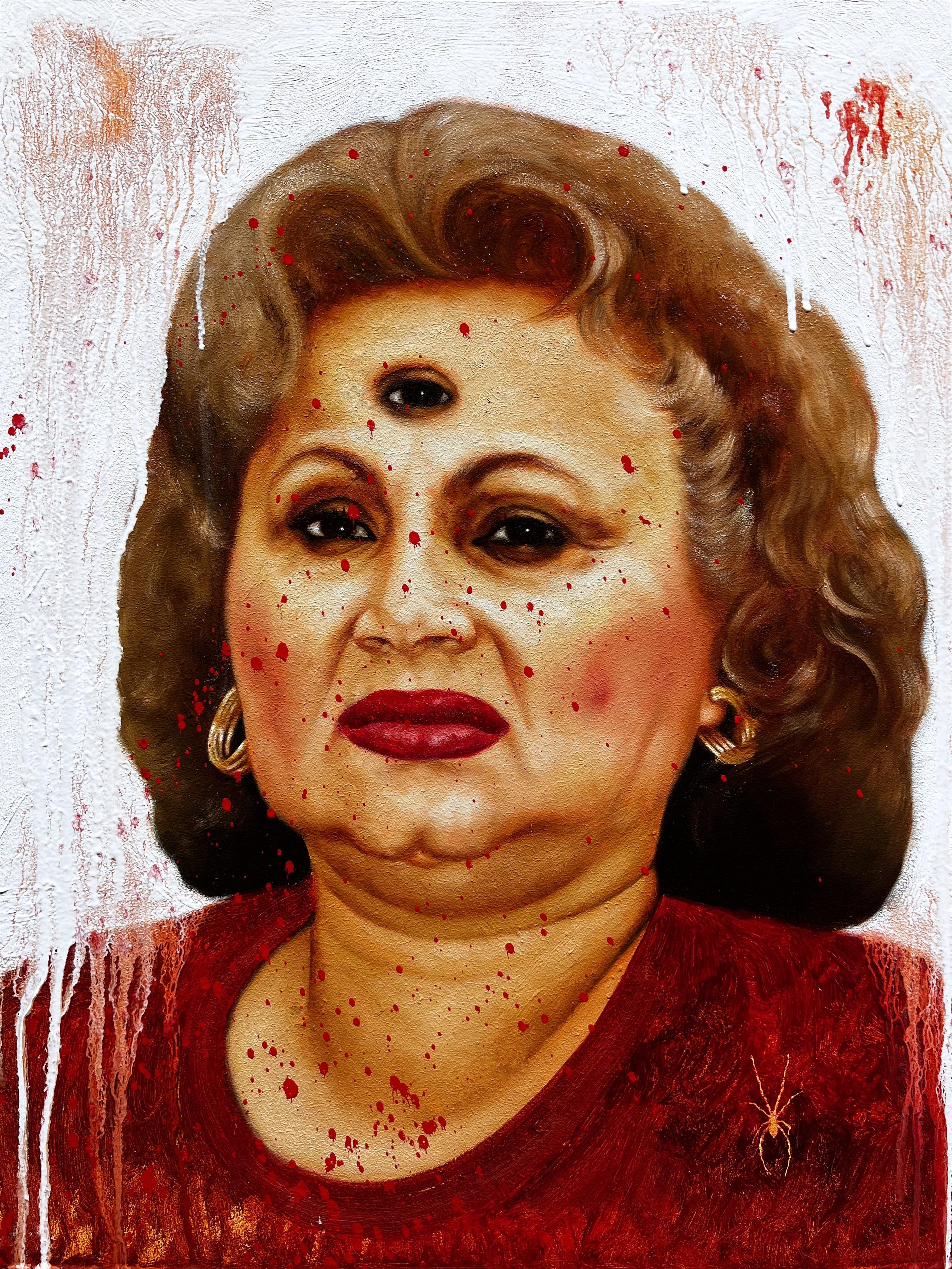 "LA VIUDA NEGRA" Ritratto Figurativo di Isaac Pelayo 24" x 18" pollici