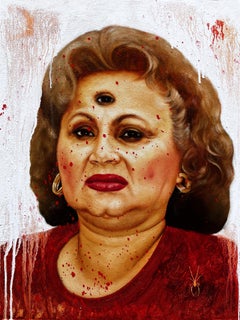 "LA VIUDA NEGRA" Ritratto Figurativo di Isaac Pelayo 24" x 18" pollici