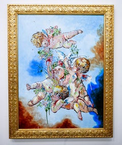 "Océanos Cuatro" Pintura al óleo (ENMARCADA) 48" x 36" pulgadas por Isaac Pelayo