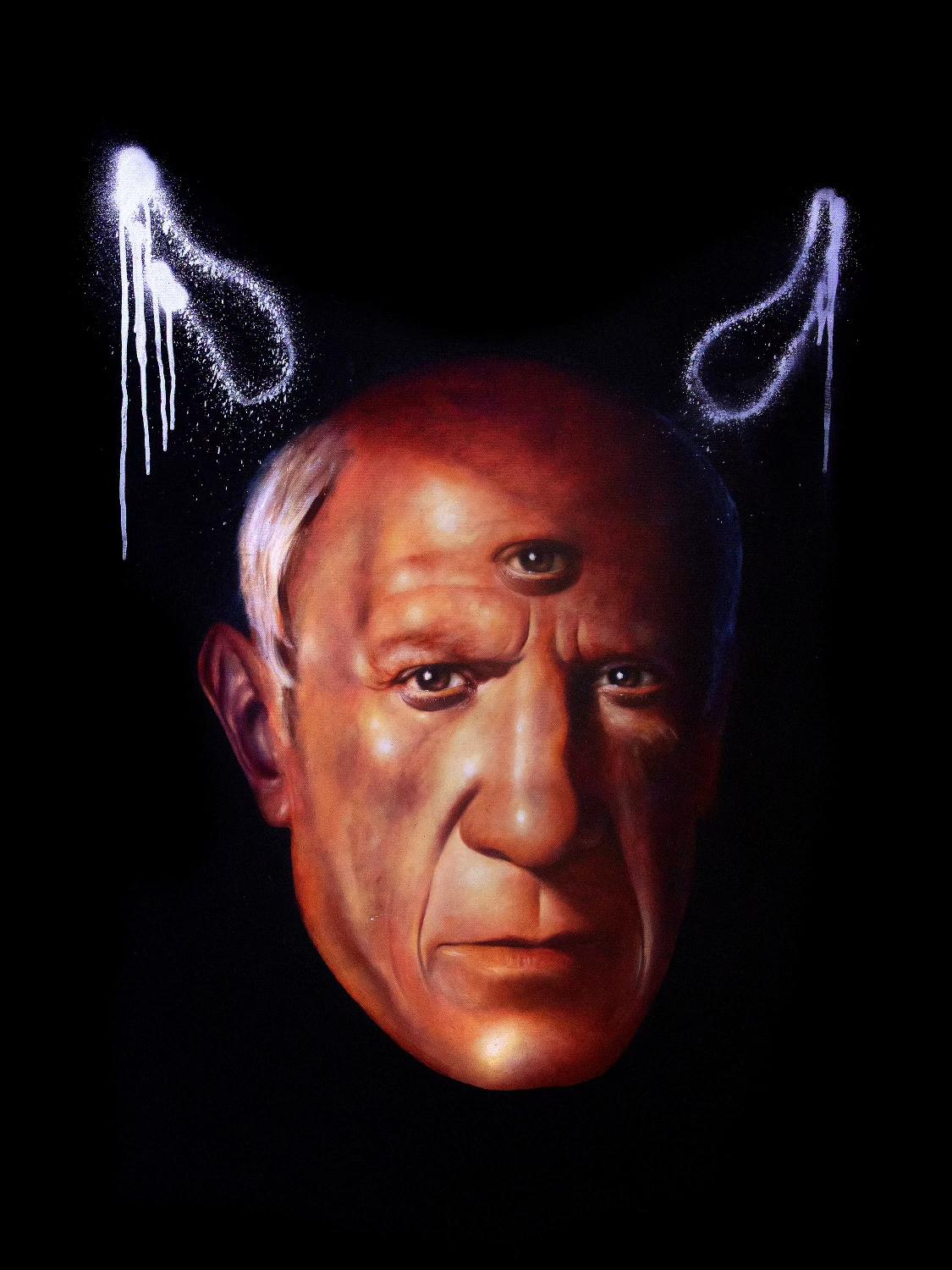 "PABLO" Ritratto a olio su tela 48" x 36" pollici di Isaac Pelayo