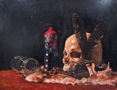 Peinture à l'huile "Pasadao y Presente" (FRAMED) 21" x 27" pouces par Isaac Pelayo