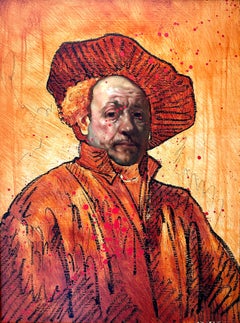"Rembrandt El Chingon" Painting (FRAMED) 23" x 17" inch by Isaac Pelayo