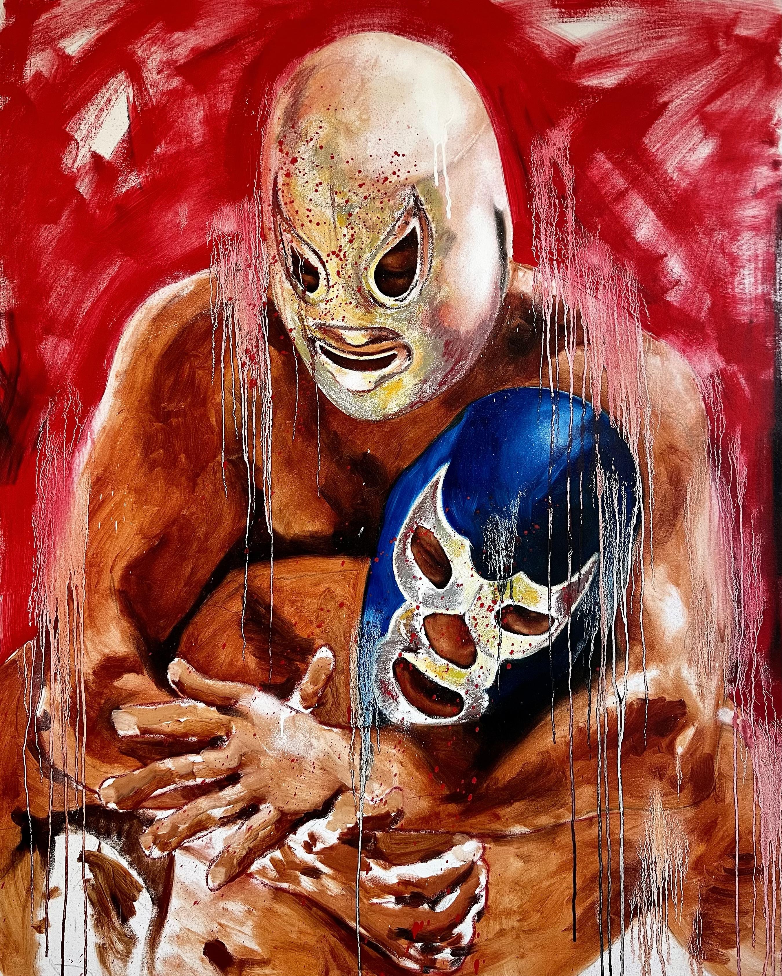 "LA LUCHA" Pintura Figurativa 60" x 40" pulgadas por Isaac Pelayo