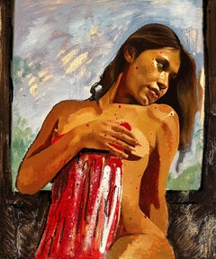 "This Feels like Deja Vu" Figurative Painting 23" x 19" inch by Isaac Pelayo