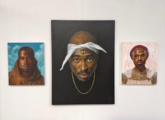 "Tupac" Portrait Oil Painting 48" x 36" inch by Isaac Pelayo
