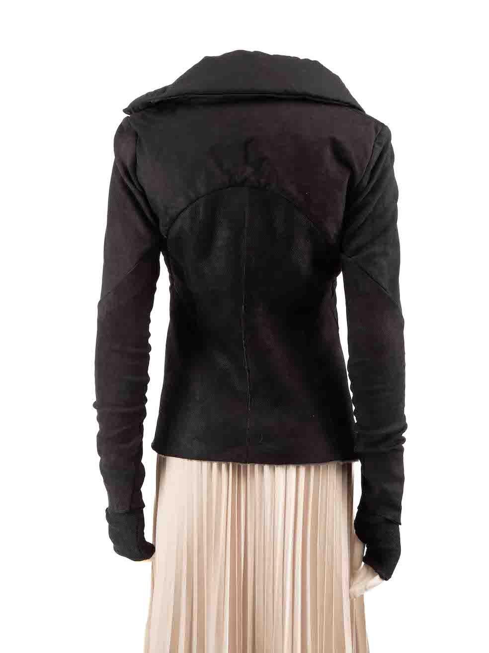 Isaac Sellam Black Leather Down Jacket Size S In Good Condition In London, GB