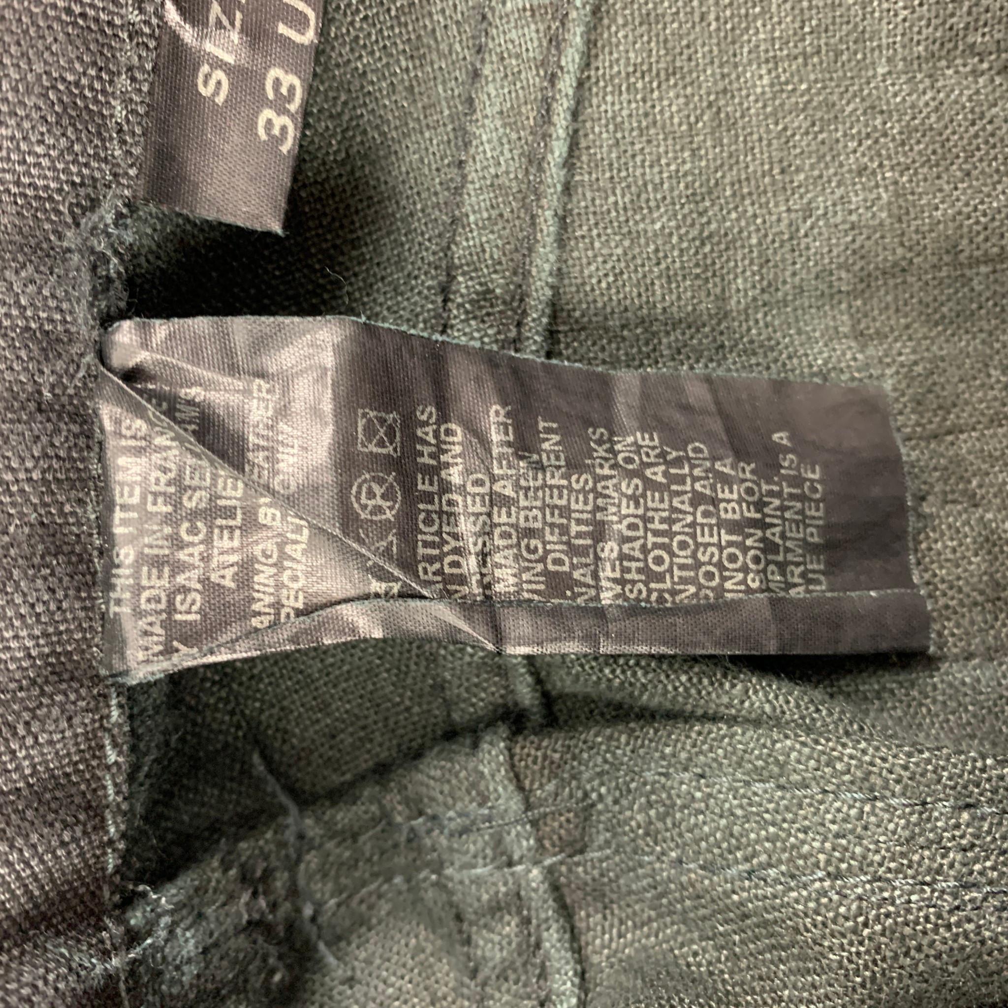 Men's ISAAC SELLAM Size 33 Black Canvas Button Fly Casual Pants