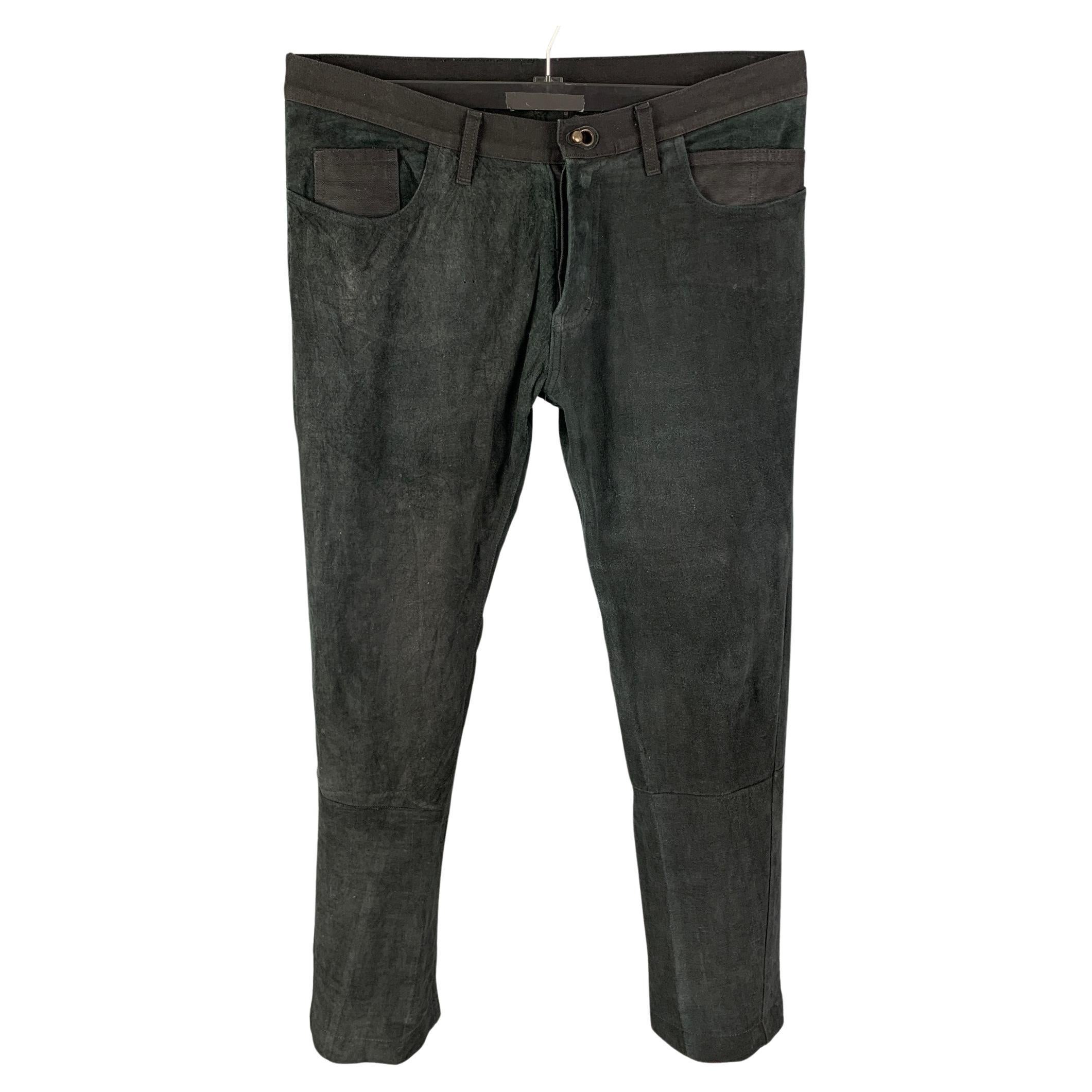 ISAAC SELLAM Size 33 Black Canvas Button Fly Casual Pants