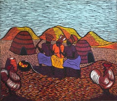 Home Brew; Isaac Sithole (South African 1974 - 2012); woodcut print