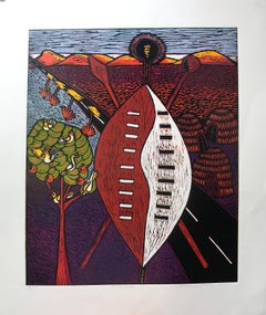 Intuthuko; Isaac Sithole (South African 1974 - 2012); woodcut print