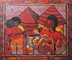 Lover’s Dance; Isaac Sithole (South African 1974 - 2012); woodcut print