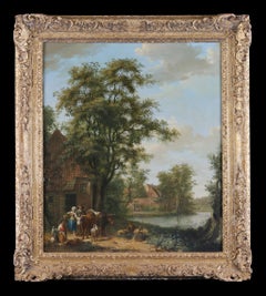 Travellers by a Cottage
. Circle of Isaac van Ostade. Framed Oil painting