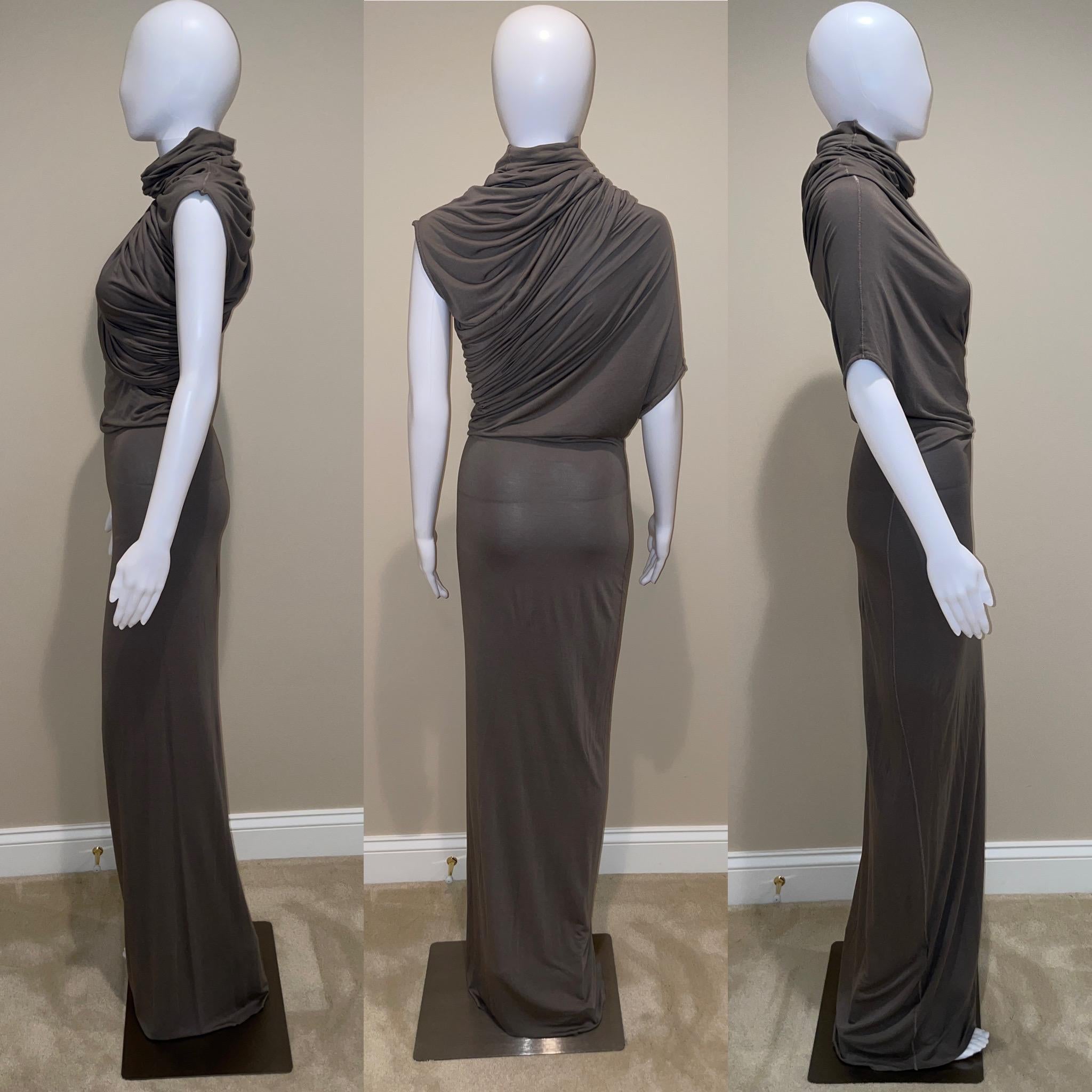 ISABEL BENENATO 2012 - 2013 gray brown long maxi dress with hood 1