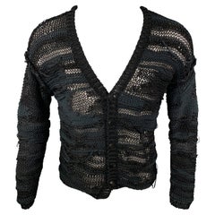 ISABEL BENENATO S/S 19 Size S Black Knit Cotton Blend Buttoned Cardigan
