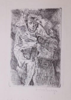 Vintage Isabel Bishop Etching & Drypoint -  "In the Bus"