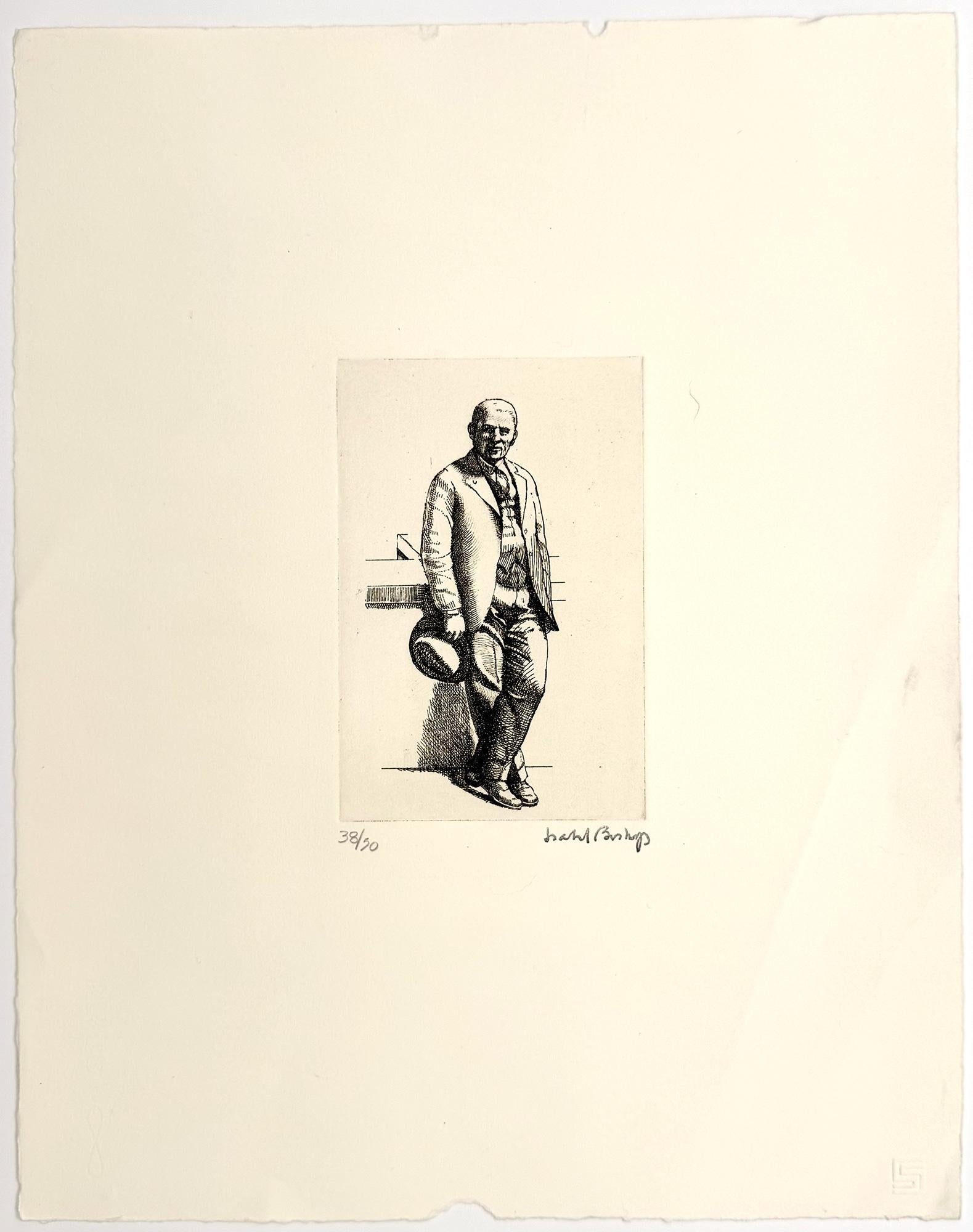Man Holding Hat - Print by Isabel Bishop