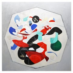 Isabel Brinck Abstract Oil Painting on Canvas Titled "Throughout the Night"