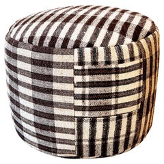 Pouf rond à carreaux Brown et crème Isabel