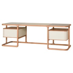 Isabel by Morelato, Desk Made of Ash Wood, Leather and Glass
