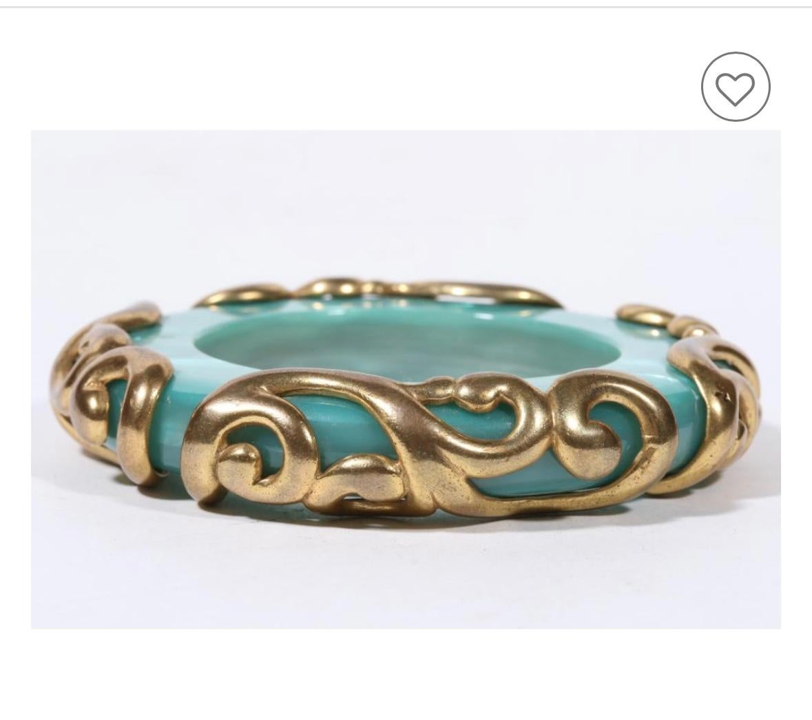 De las mujeres Isabel Canovas Pulsera brazalete nacarada azul caribe con espiral dorada aplicada en venta