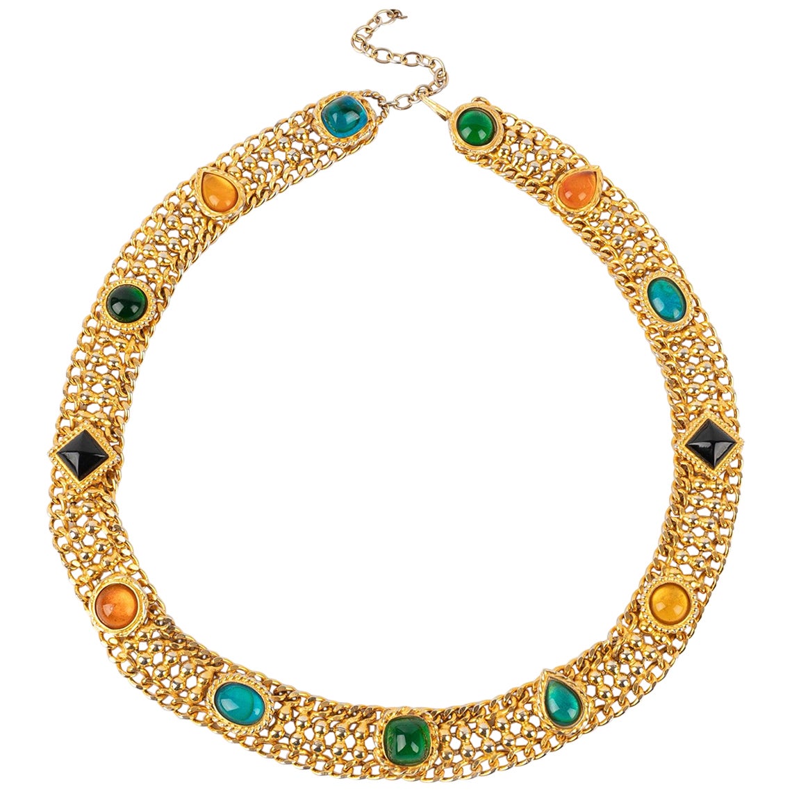 Isabel Canovas Gürtel mit mehrfarbigen Glaspastell-Cabochons
