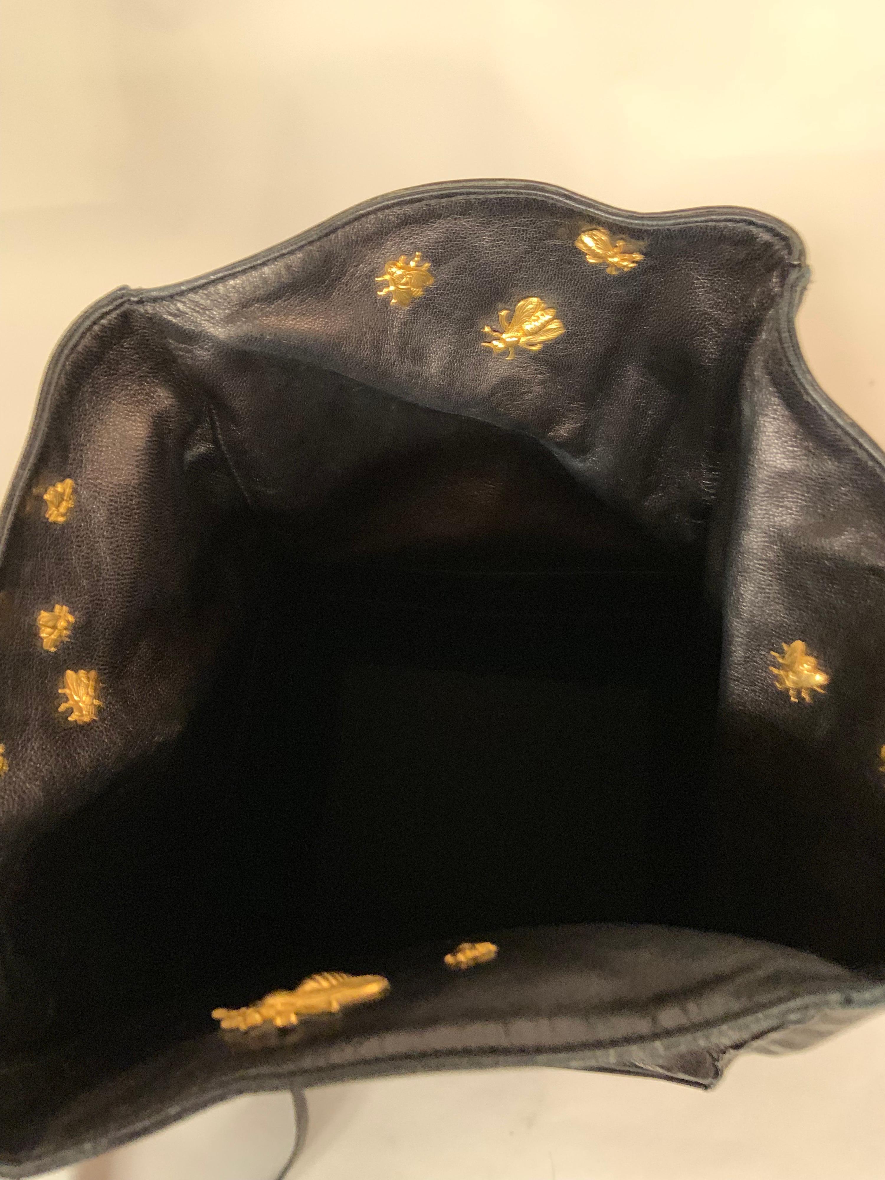 Isabel Canovas Black Leather Beehive Box Bag with Applied Bees 7