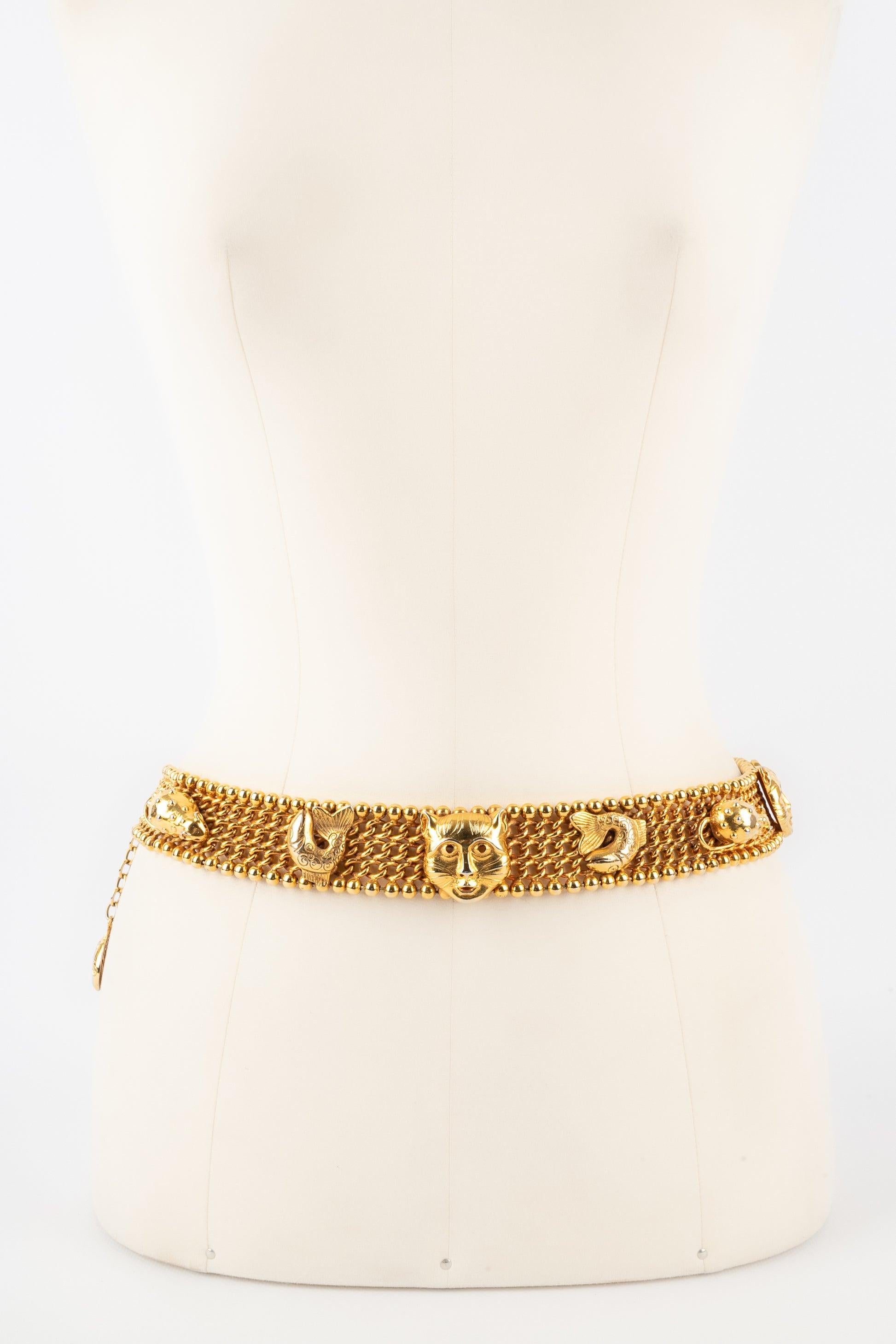 Orange Isabel Canovas Chain Belt with Animal Shapes For Sale
