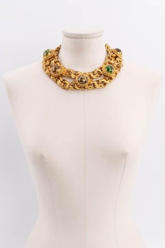 Isabel Canovas Double Chain Short Necklace in Gold Metal