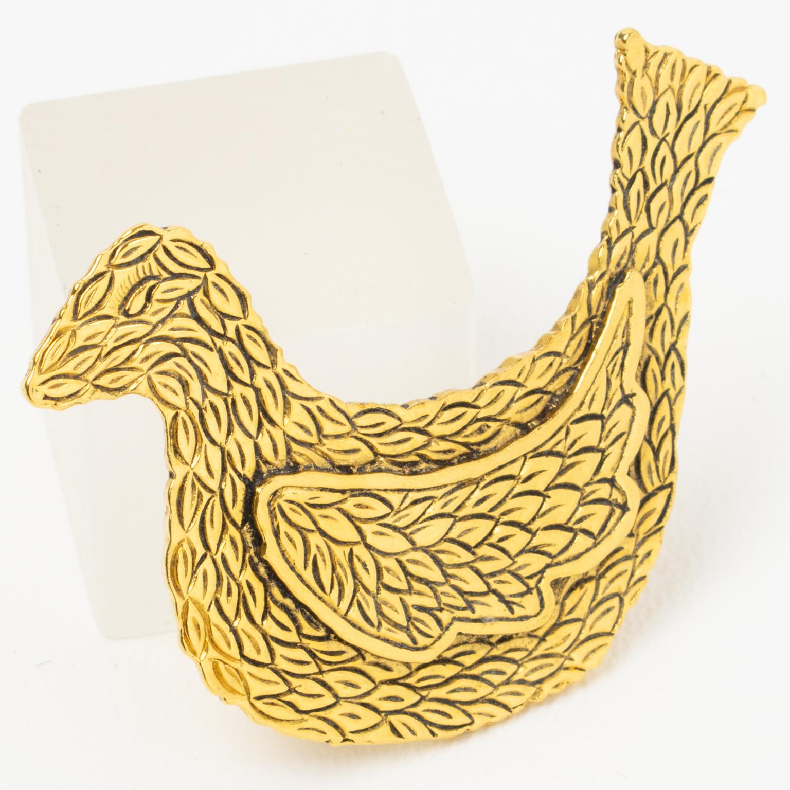 Artist Isabel Canovas Gilt Bronze Bird Pin brooch